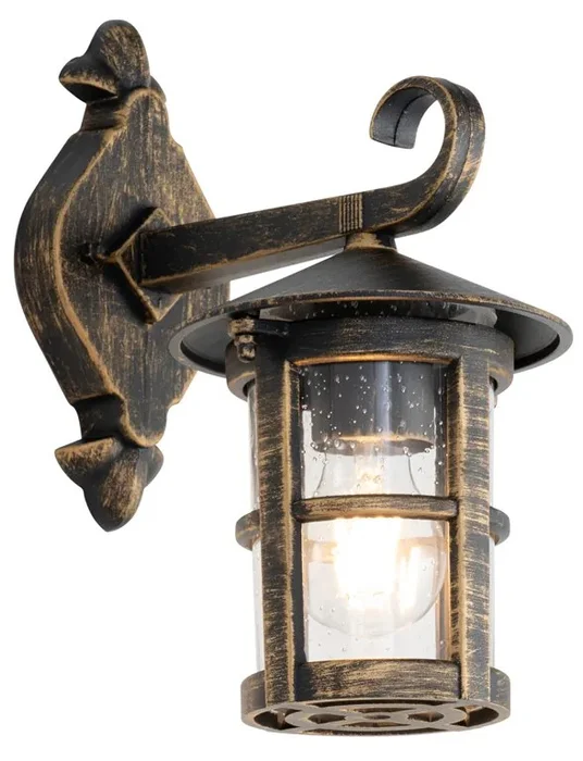 Elegantní retro venkovní nástěnná lampa ve starožitném zlatu IP44 - Herb