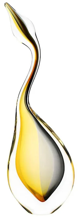 Elegantní skleněná volavka z českého křišťálu v odstínech zlatého topazu a kouřově černé, 23 cm