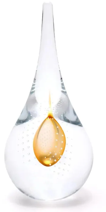 Elegantní Skleněné Těžítko Kapka, Zlatý Topaz, 15 cm | Křišťálové Mistrovství Artcristal Bohemia
