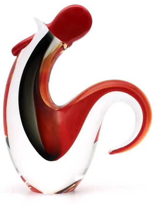 Elegantní skleněný kohout, Kouřově/Červený, 16 cm | Umělecké sklo z Artcristal Bohemia