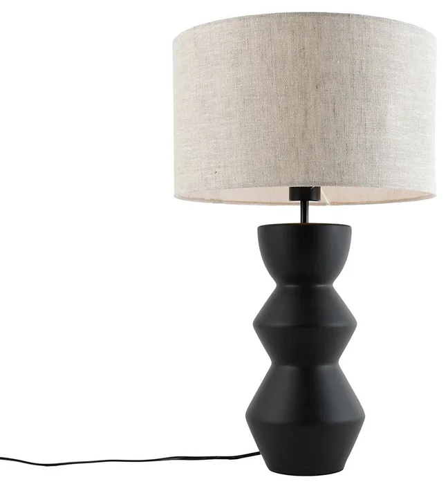 Elegantní stolní lampa černá s plisovaným stínidlem 35 cm - Alisia