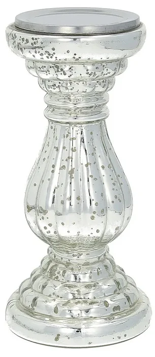 Elegantní stříbrný skleněný svícen Jordie, výška 23 cm