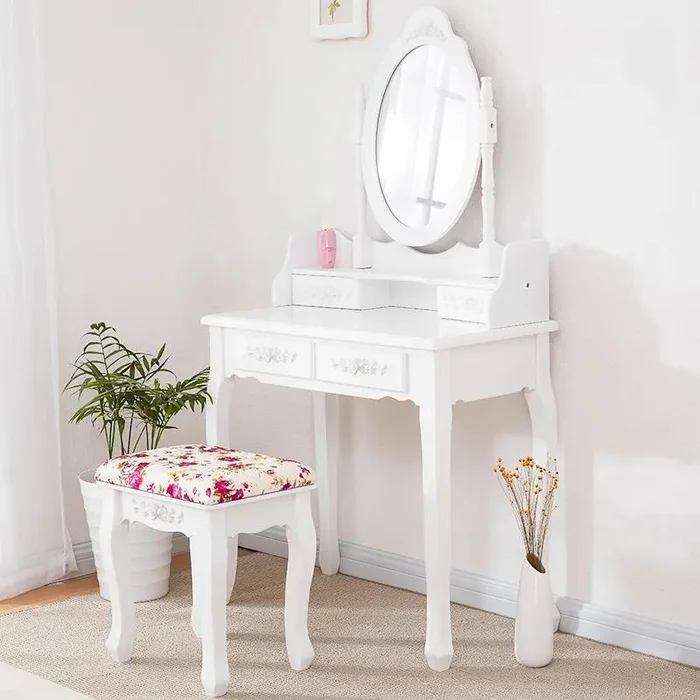 Elegantní toaletní stolek BAROCCO ROSE s vintage dekoracemi + dárek houbička na make-up zdarma