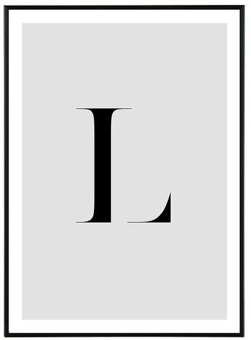 Elegantní Typografický Obraz 'L' - Velikost 50x70 cm