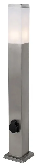 Elegantní venkovní svítidlo z nerezové oceli 80 cm s IP44 zásuvkou - Malios