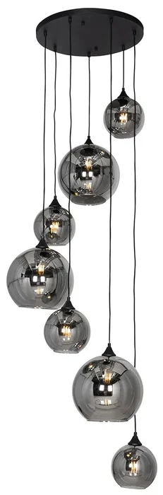 Elegantní závěsná lampa ve stylu Art Deco s kouřovým sklem - Sandra