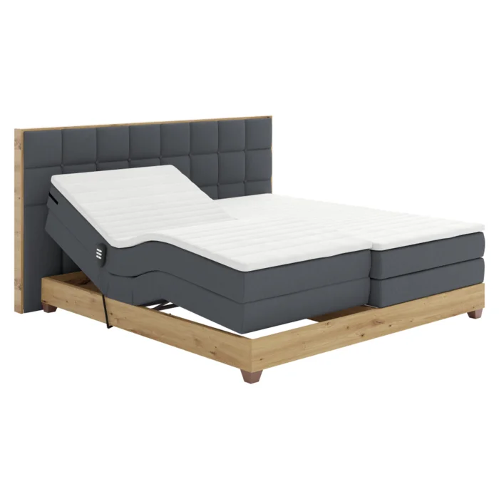 Elektrická boxspring TIANA 180x200 tmavě šedá/dub artisan