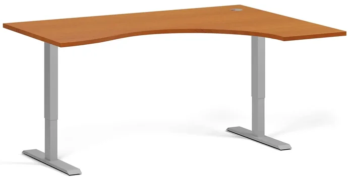 Elektricky nastaviteľný pracovný stôl 160x120 cm, motor, šedá podnož, třešeň