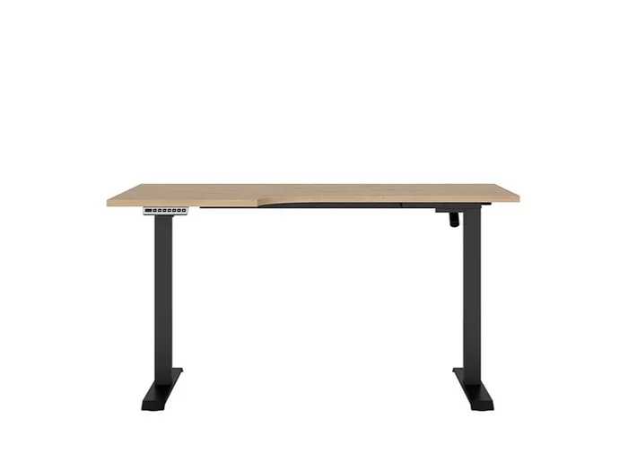 Elektricky polohovatelný rohový stůl Bellarmino 140x90 cm, levý, dub artisan