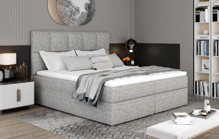 ELTAP Postel Boxspring Glossy Černá s Prošíváním