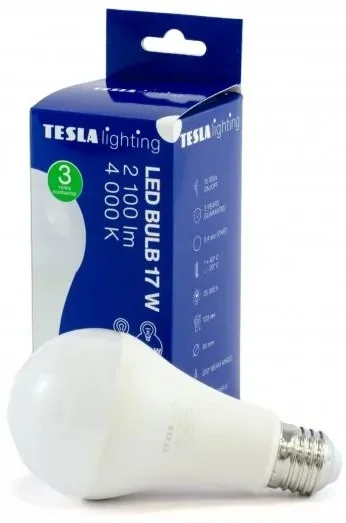 Energeticky úsporná LED žárovka TESLA E27, 17W, 2100 lm, denní světlo 4000K