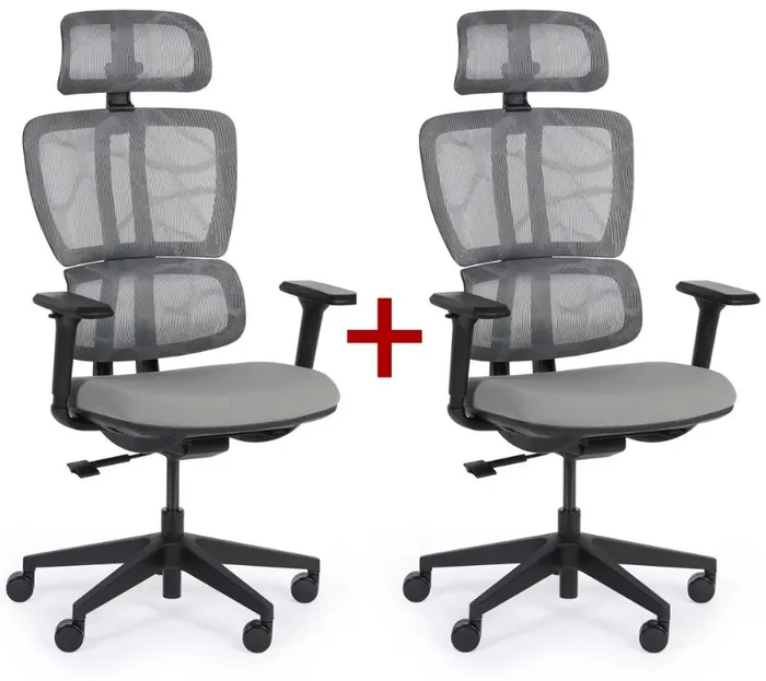 Ergonomická Kancelářská Židle KELLY Šedá - Akce 1+1 Zdarma