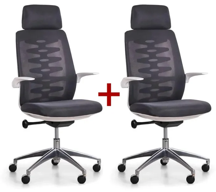 Ergonomická kancelářská židle se síťovaným opěrákem SITTA WHITE – černá, 1+1 zdarma