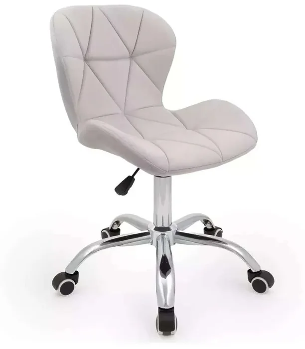 Exkluzivní designová židle LIVIO VELUR světle šedá na kolečkové chromované základně