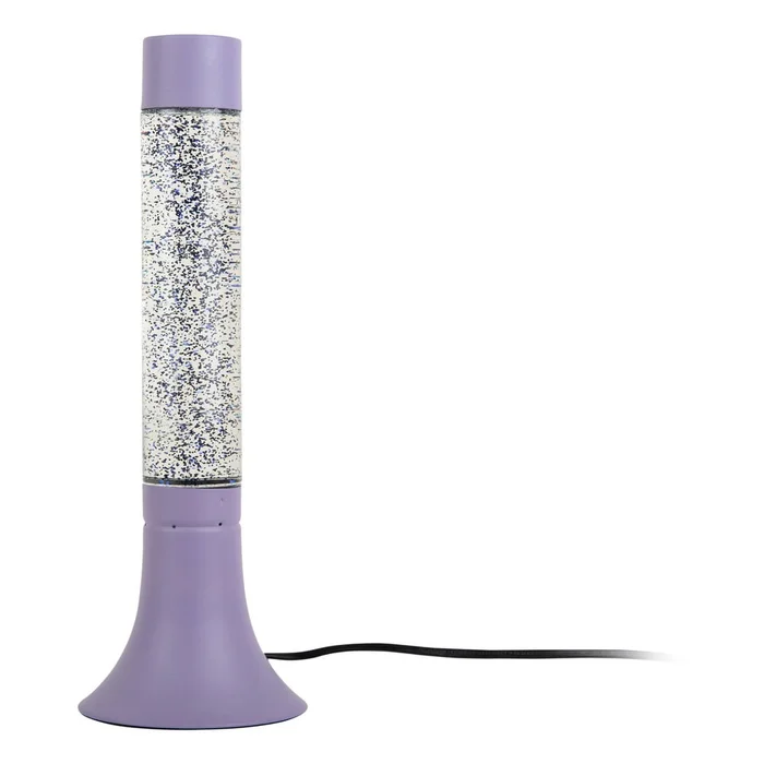 Fialová stolní lampa s skleněným stínidlem