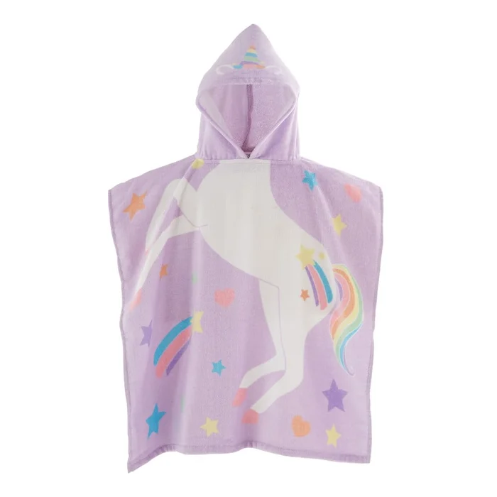 Fialové dětské bavlněné pončo Unicorn