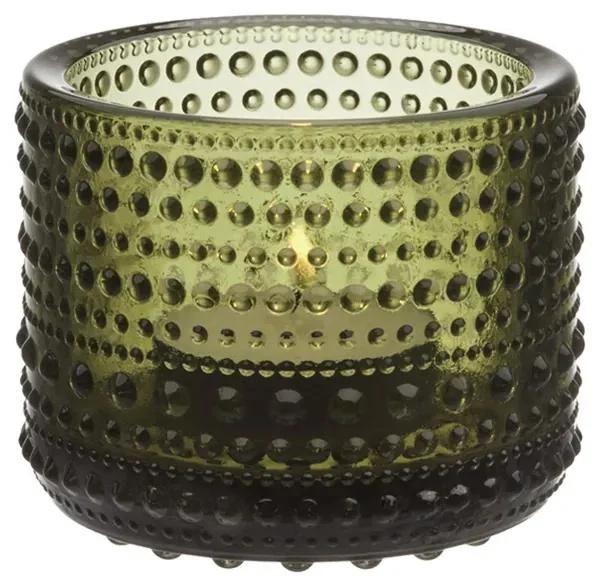 Finský skleněný svícen Kastehelmi Mechová Zelená