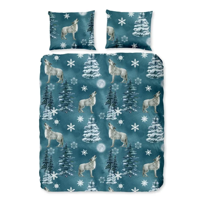 Flanelové povlečení na jednolůžko 140x220 cm Petrolejové Midnight