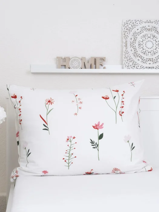 Flanelové povlečení na polštář 70x90 cm Vlčí máky bílé