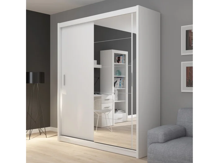 FLINT skříň se zrcadlem 180 cm, bílá