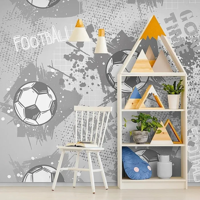 Fotbalový míč šedá samolepící tapeta