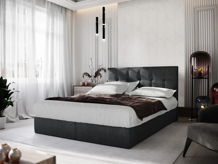 GARETTI 160x200 cm – černá čalouněná postel