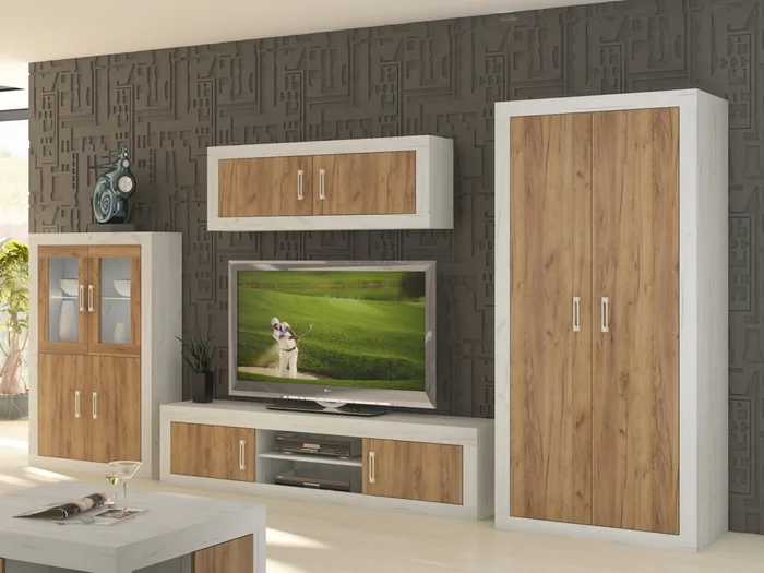 GOUDINI 9 Obývací stěna craft bílá/craft zlatá