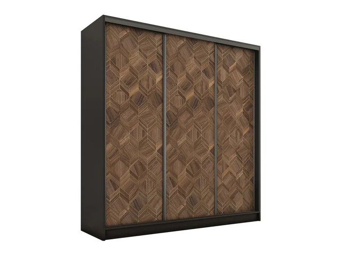 HARAZIA 180 cm šatní skříň černá mat / ořech art deco