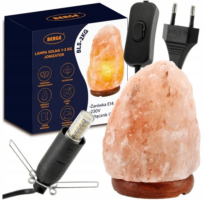Himalájská solná lampa 1-2 kg s ionizátorem a nočním osvětlením