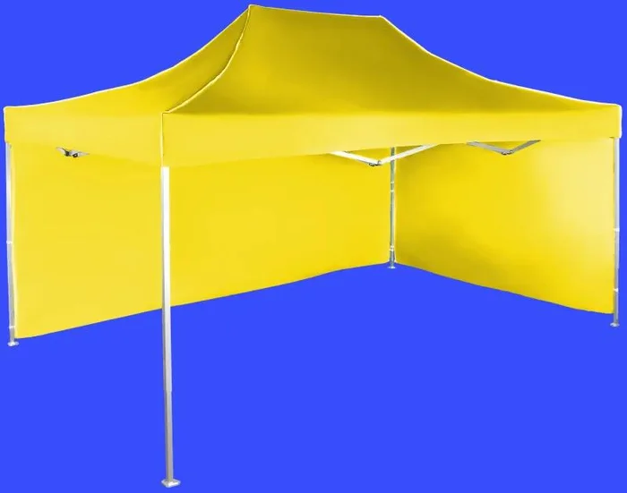 Hliníkový stan 3x4,5 m s žlutým designem a bočními plachtami