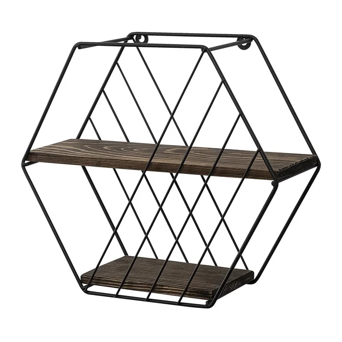 Hnědá patrová police ze smrku 44 cm