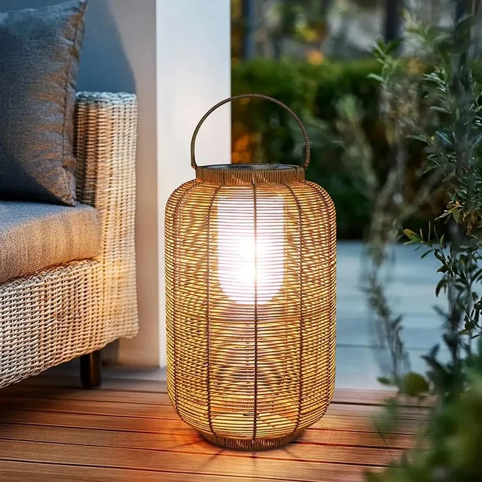 Hnědá solární ratanová LED lucerna LF08-L