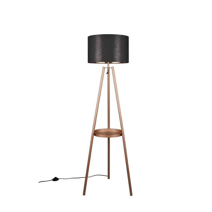 Hnědá stojací lampa s poličkou Colette