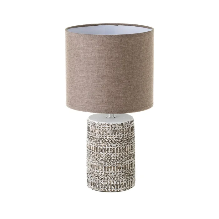 Hnědá stolní lampa s textilním stínidlem