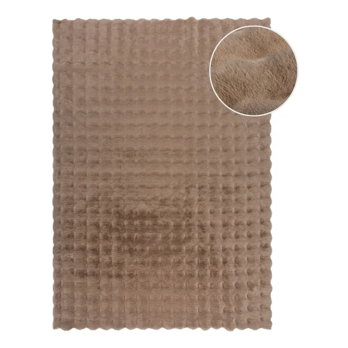 Hnědá syntetická kožešina Waffle Faux Fur 80x150 cm