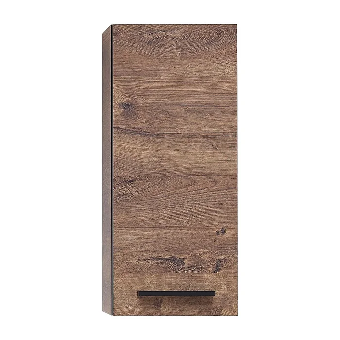 Hnědá závěsná koupelnová skříňka s dubovým dekorem 30x70 cm