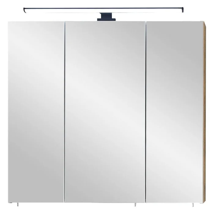 Hnědá závěsná koupelnová skříňka se zrcadlem 75x70 cm