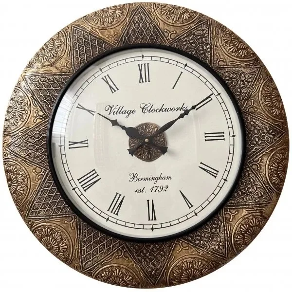 Hodiny na Zeď s Indickým Designem - Průměr 45 cm