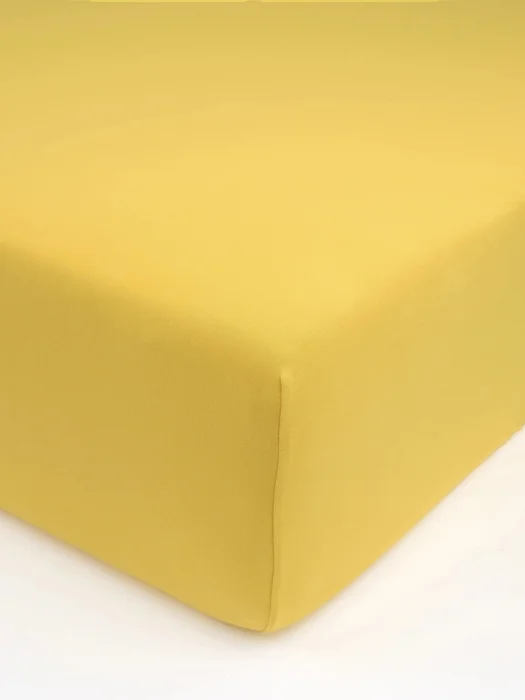 Hořčicové jersey prostěradlo s elastanem 220x200 cm