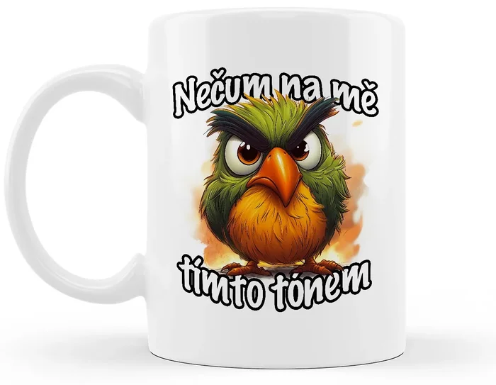 Hrneček Nečum na mě tímto tónem - zelený ptáček 330 ml