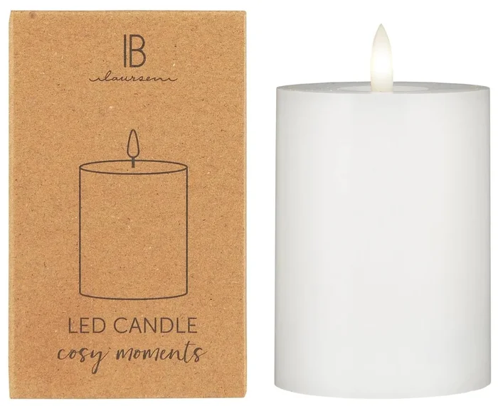 IB Laursen LED Sloupová Svíčka WARM FLAME 10 cm Bílá