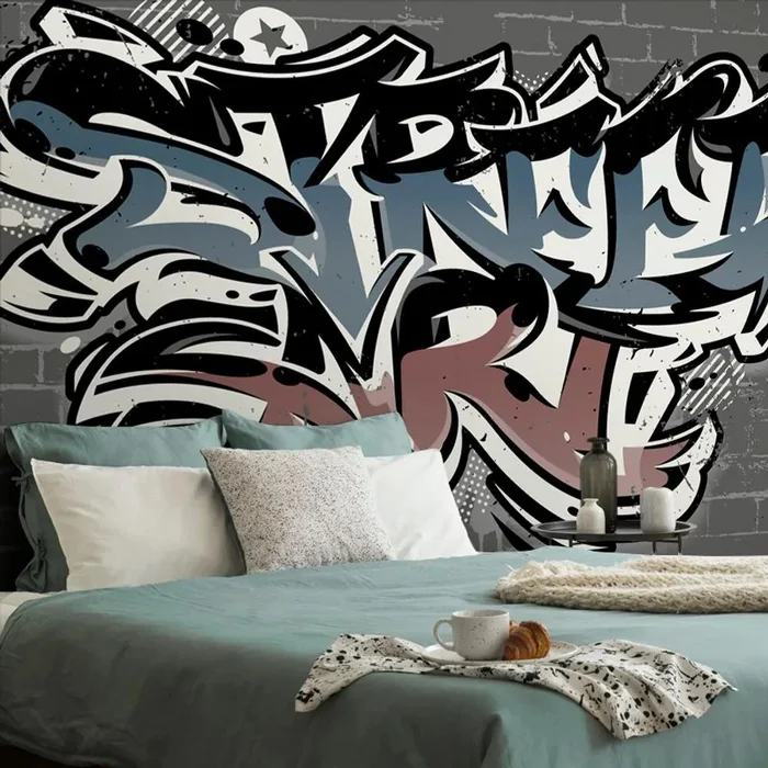 Imitace Cihlové Tapety s Street Art Designem
