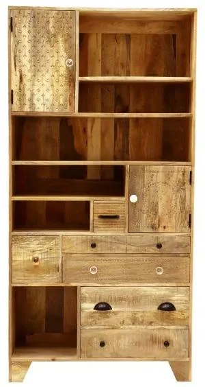 Indická knihovna Manu z mangového dřeva 90x180x35 cm