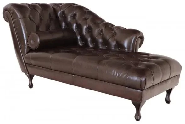 Indická kožená lenoška Chesterfield Delano