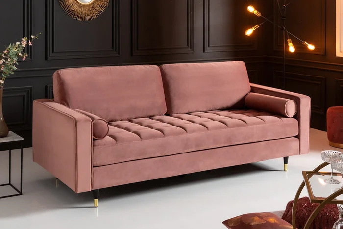 Invicta Interior Velvet pohovka 220 cm starožitná růžová