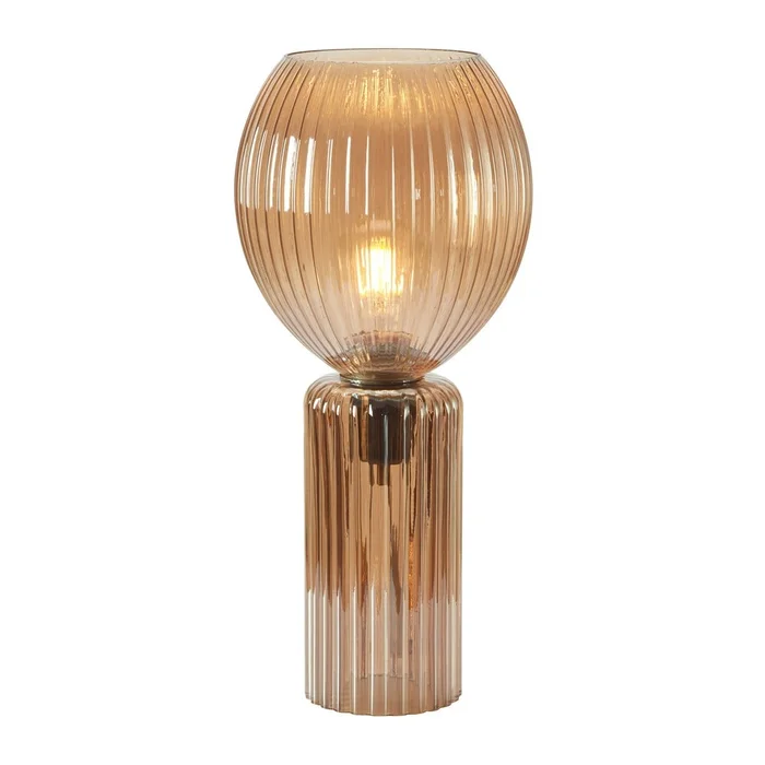 Jantarová stolní lampa Toulipa s skleněným stínidlem