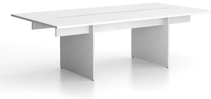 Jednací stůl SOLID s přísedami 240x125 cm bílý