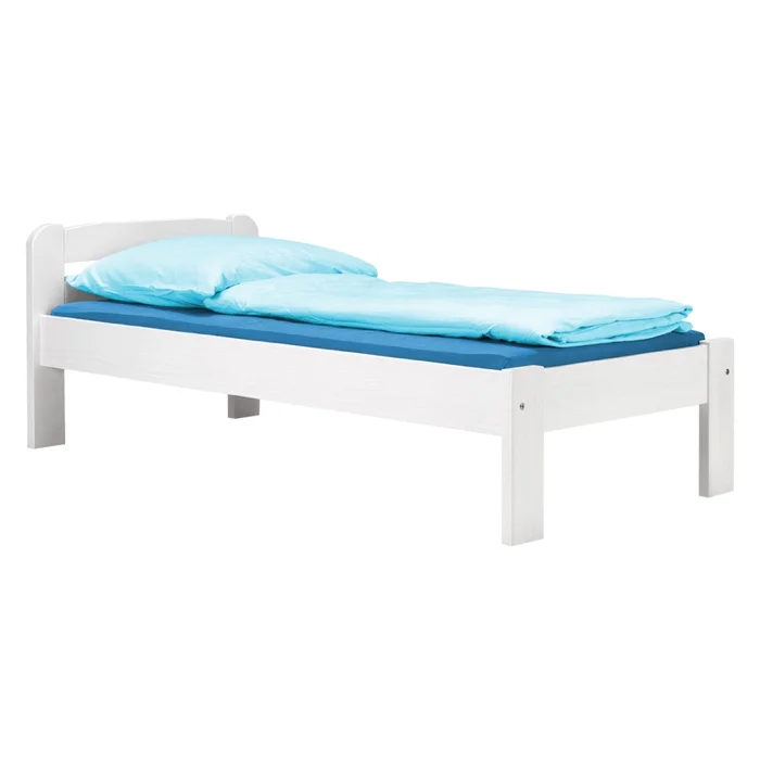 Jednolůžko Somalie 2 90 × 200 cm – masiv borovice, bílý lak