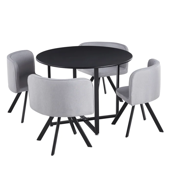 Jídelní set BEVAN NEW 1+4, černá/světle šedá