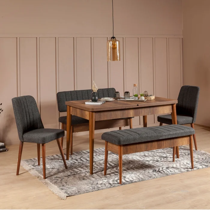 Jídelní set REMDAL 2 – ořech/antracit